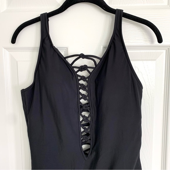 AQUA GREEN Lace Up One Piece Swimsuit in Black - Picture 10 of 13